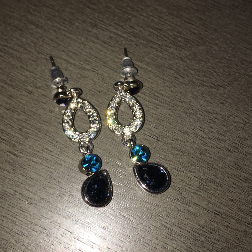 Blue & Teal Gem Drop Earrings ๐ - Picture 7 of 9